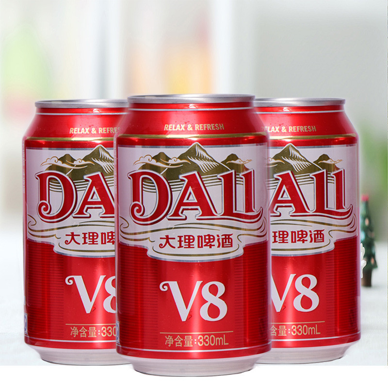 云南大理啤酒大理v8啤酒风花雪月啤酒v8啤酒批发330毫升24听整箱