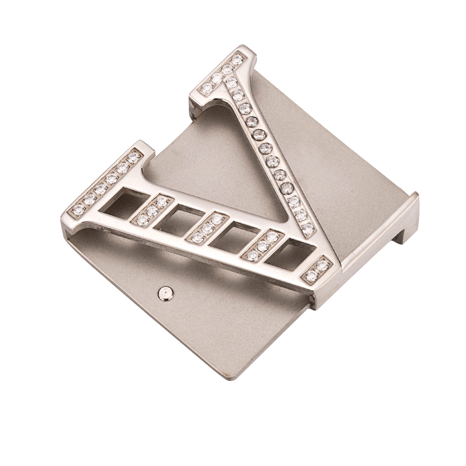 304不锈钢镶钻内穿平滑扣男士皮带扣耐磨防过敏钢扣腰带头3.85cm