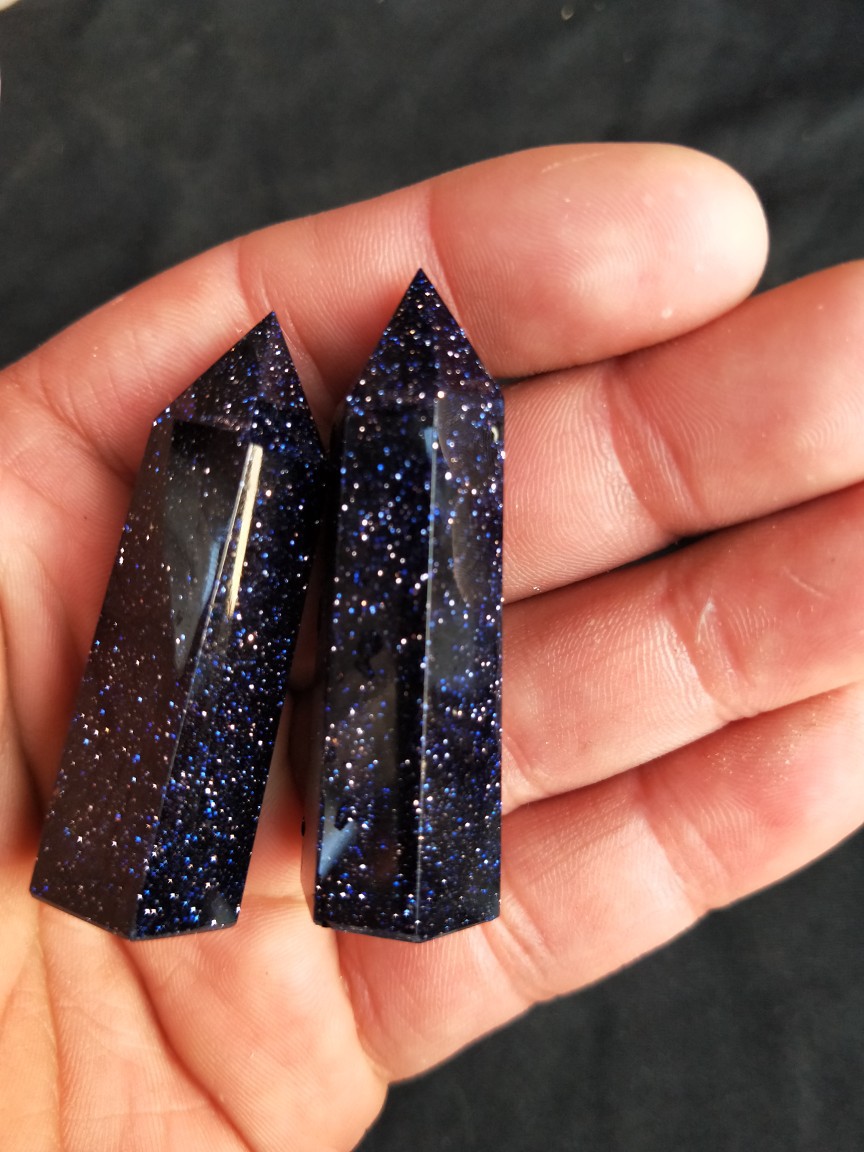 蓝晶沙六棱柱水晶柱尺寸可以定做