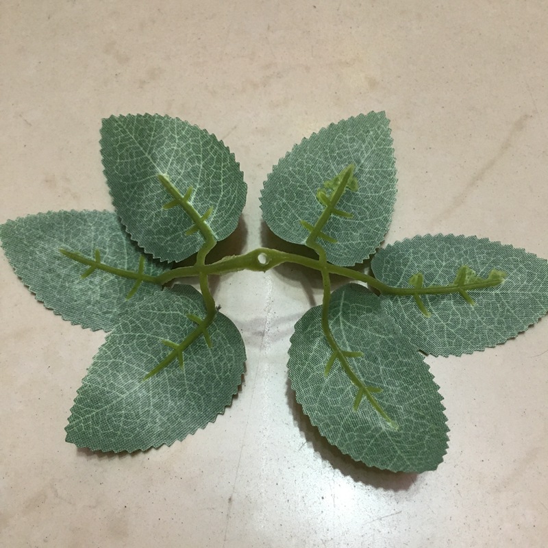 批发假叶仿真叶射骨叶三叉玫瑰叶 丝印大六叶三角叶绢花叶子配件