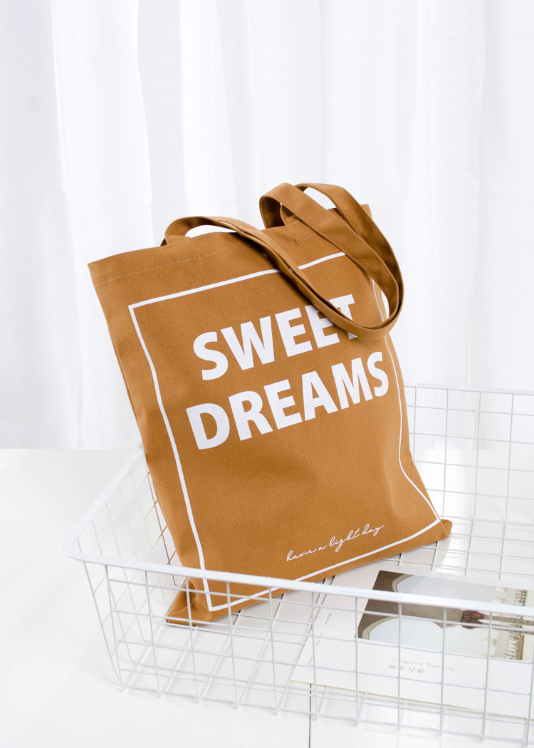 日韩纯全棉简约英文字母印花环保帆布包袋 中厚大容量现货购物袋