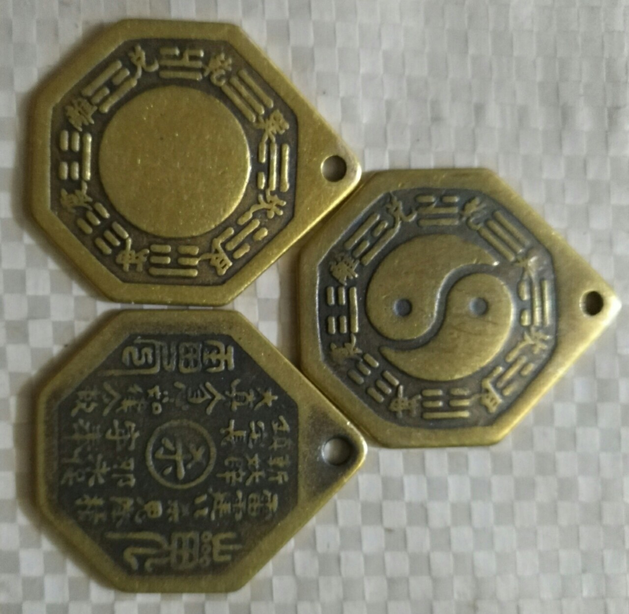 直径3厘米铜八卦镜面八卦太极八卦杀字八卦