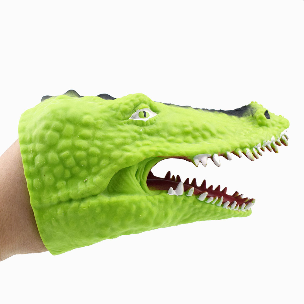 新奇tpr软胶绿色鳄鱼手偶玩具动物手偶手套玩具速卖通亚马逊货源