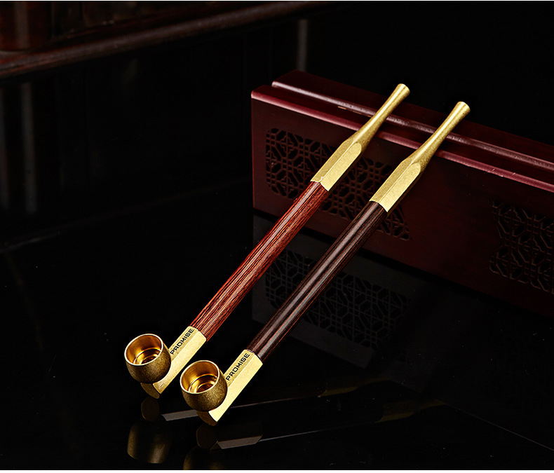 百诚过滤旱烟杆老式雪花铜烟枪传统长烟杆复古旱烟袋厂家烟具批发