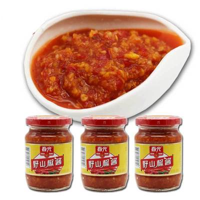 海南特产 春光食品 野山椒酱辣椒酱150g*3瓶装 拌饭拌面酱调味料