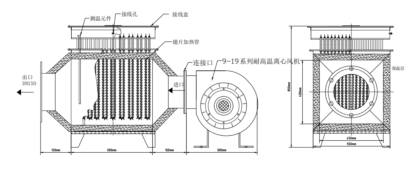 空调风管辅助电加热器 风道加热器 框架式加热器 循环升温