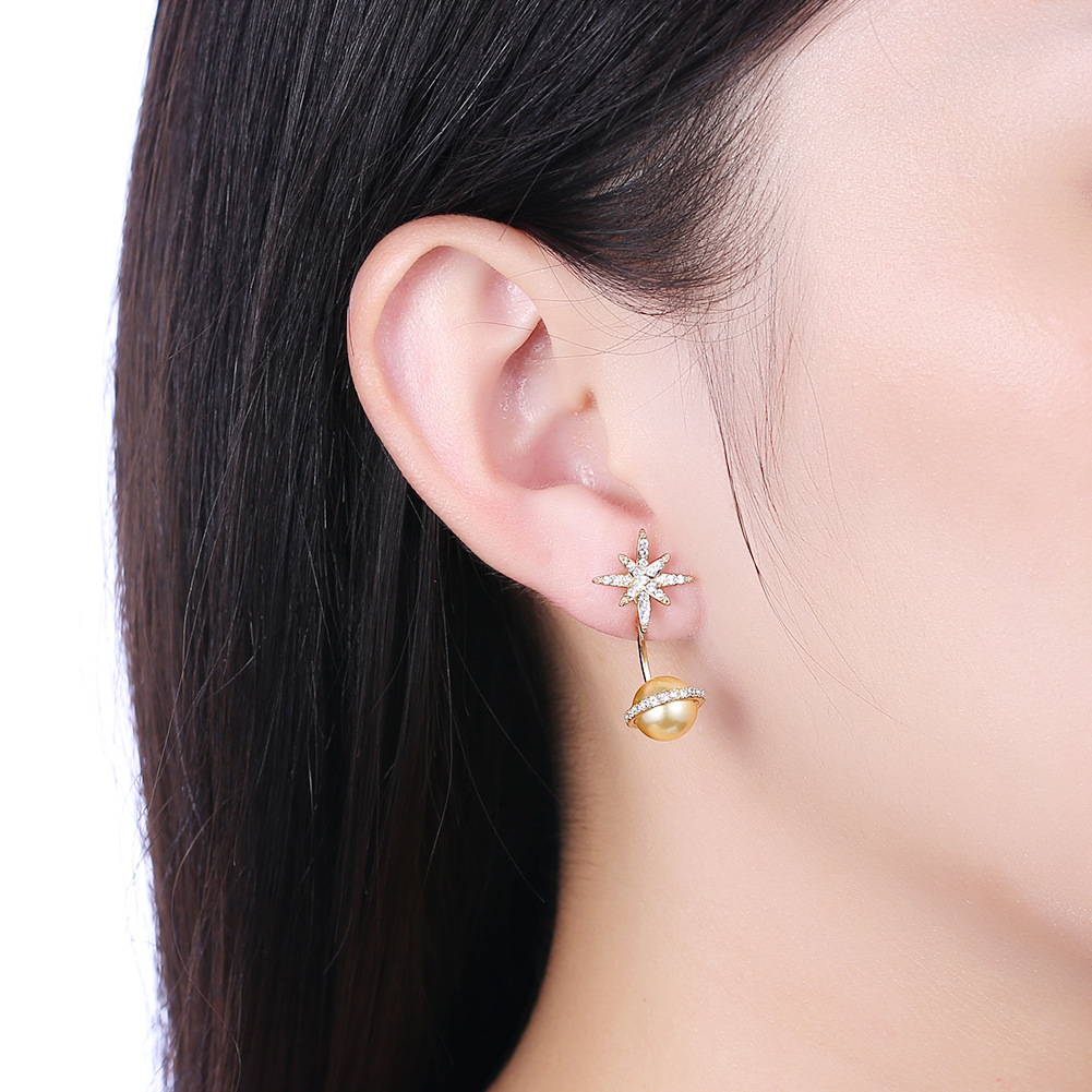 莱卡尼采用施华洛世奇元素水晶耳环 欧美简约纯银925星月多戴耳钉