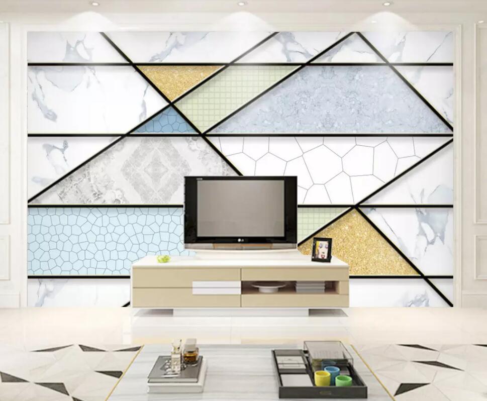 北欧现代简约几何色块大理石墙纸电视背景墙画定制无缝墙布批发