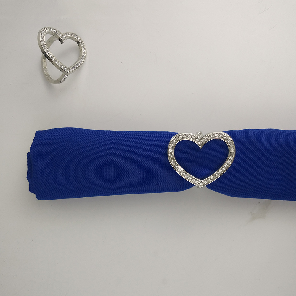 银色心形镶钻餐巾扣 厂家直销 口布扣 餐巾圈 西餐桌特色装饰用品