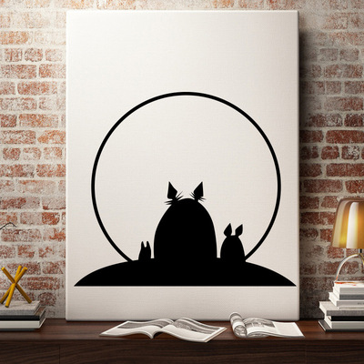 卡通可爱龙猫和月亮墙贴创意diy儿童房美化装饰贴画pvc个性壁画