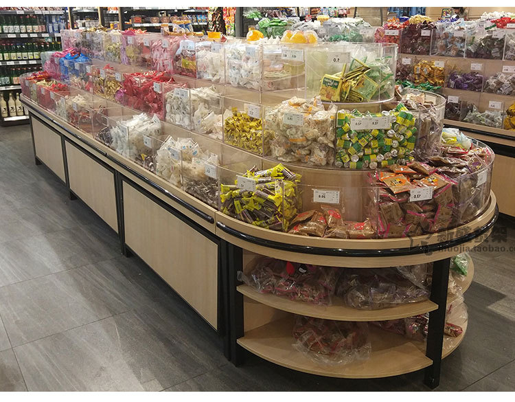 厂家直销超市便利店三层双面中岛柜展示架糖果蜜饯柜食品货架定制