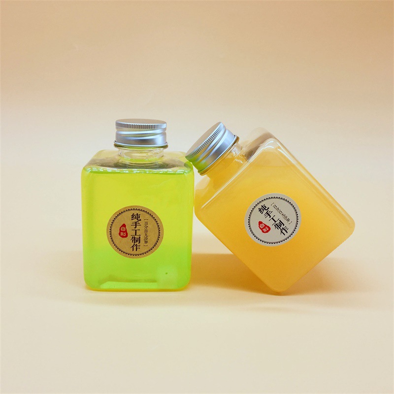 pet500毫升透明塑料奶茶四方瓶方形饮料瓶正方形果汁瓶冷泡茶瓶