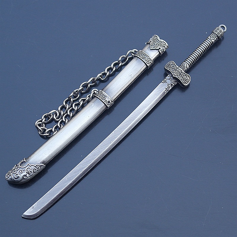 盗墓笔记兵器小哥张起灵黑金古刀带鞘武器钥匙扣挂件玩具17厘米