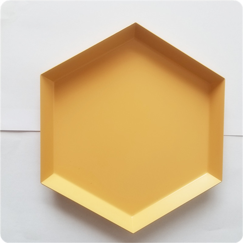 ins几何创意托盘多边形托盘 收纳北欧金属菱形六边形托盘