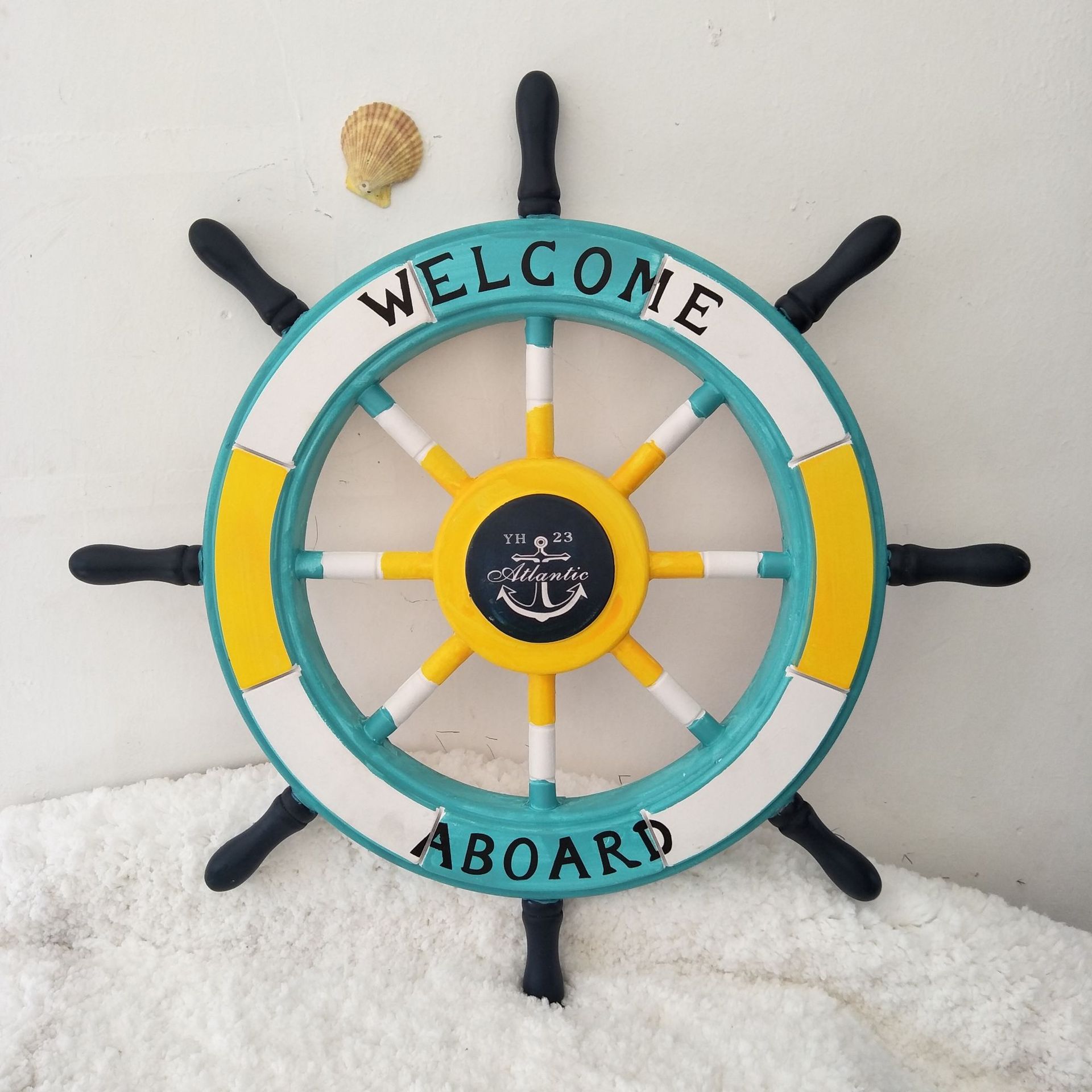 多款62cm地中海舵手装饰创意船舵木制装饰品挂件复古壁挂家居摆件