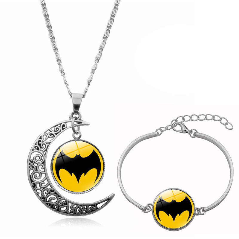 跨境配饰 漫威英雄标志时光宝石2件套项链手链 欧美新品饰品