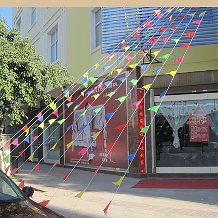 旗帜 彩色三角旗 隔离串旗 五色彩旗 节日挂旗 施工警戒绳 警示旗