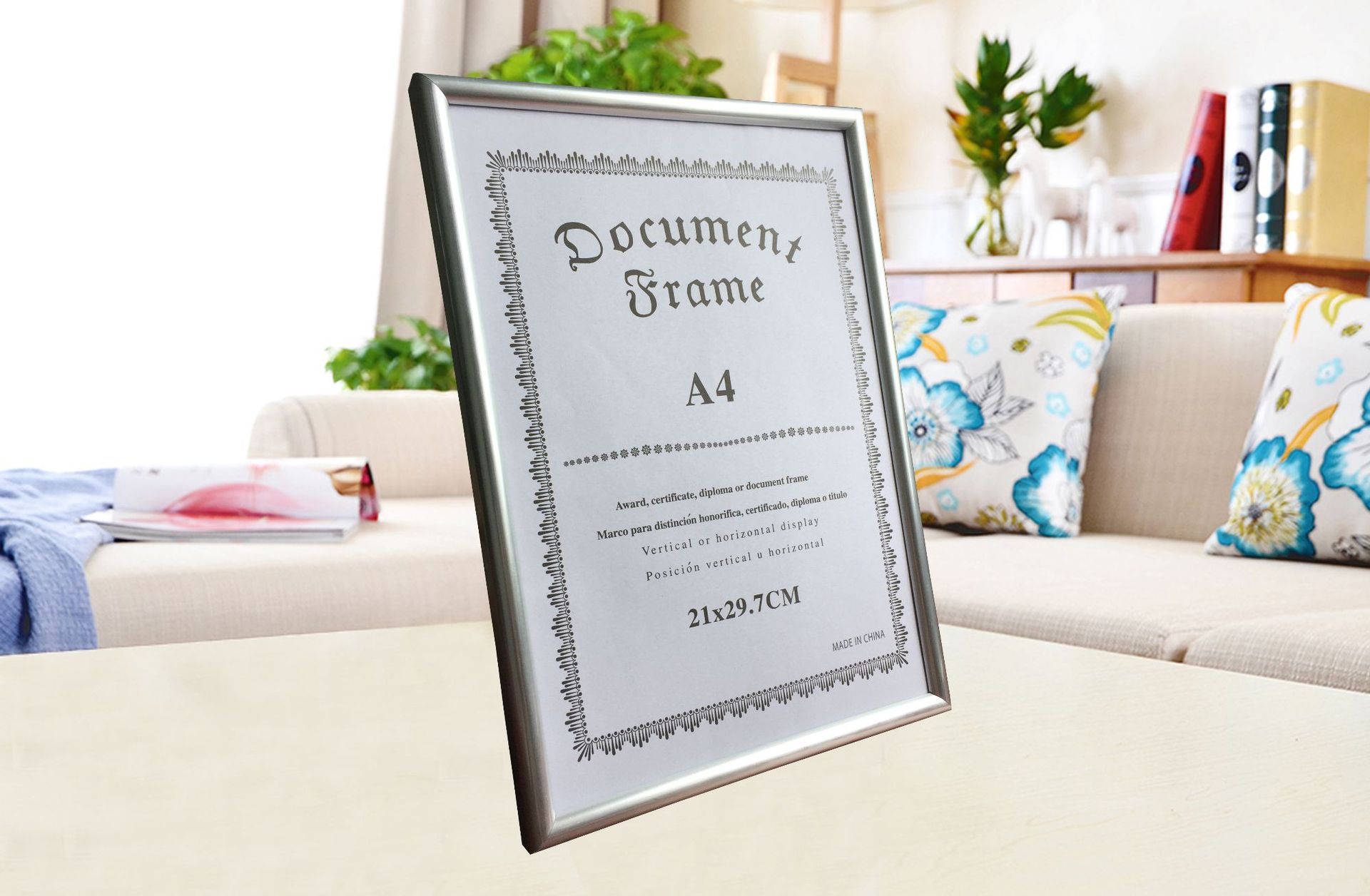 现货简约仿铝合金相框 金色银色荣誉证书相框 a4证书框摆台批发