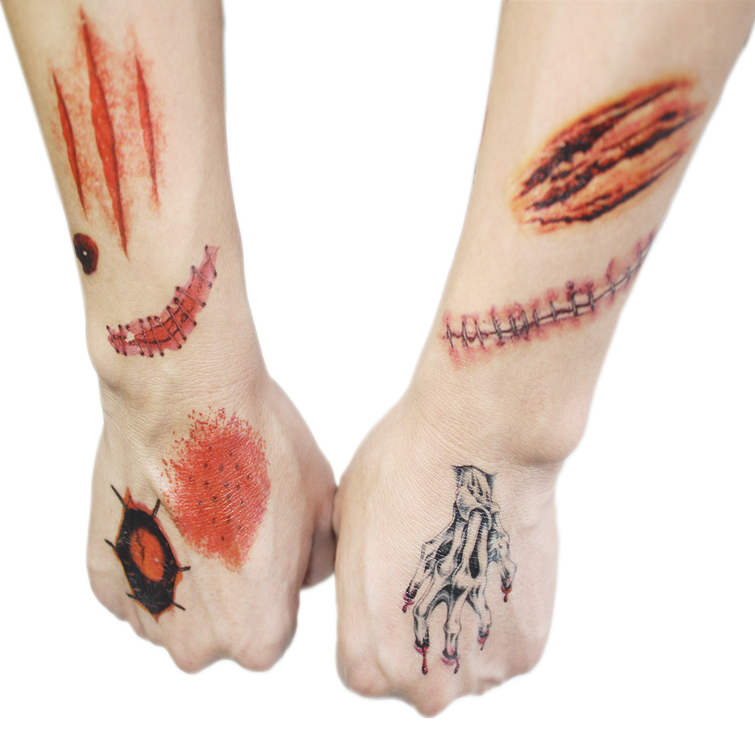 速卖通万圣节舞会用品伤疤纹身贴纸恐怖派对密室扮鬼气氛装饰道具