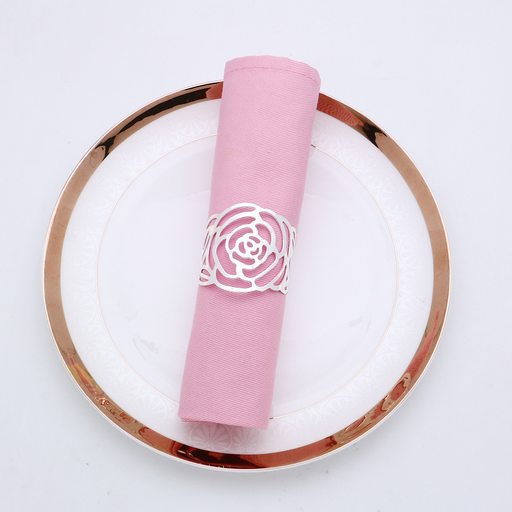 跨境新品餐巾扣餐巾环西式玫瑰花餐巾扣餐巾圈镂空花型欧美热卖