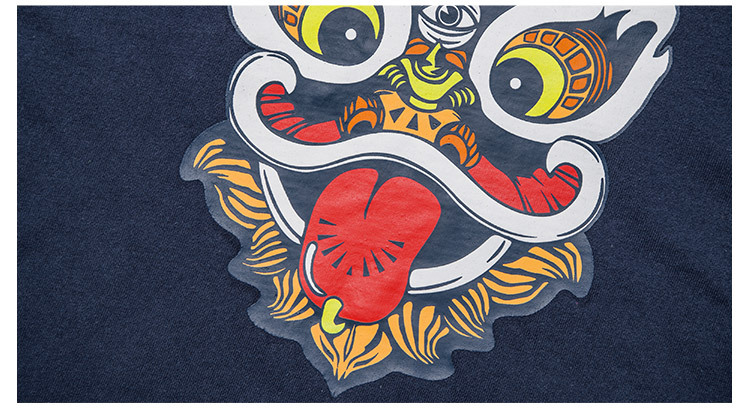 原创hea潮牌中国风狮子头t恤纯棉短袖