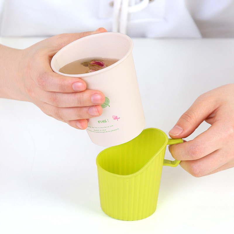 一次性纸杯托架 塑料防烫隔热杯托 水杯托架 杯托杯架杯套 批发