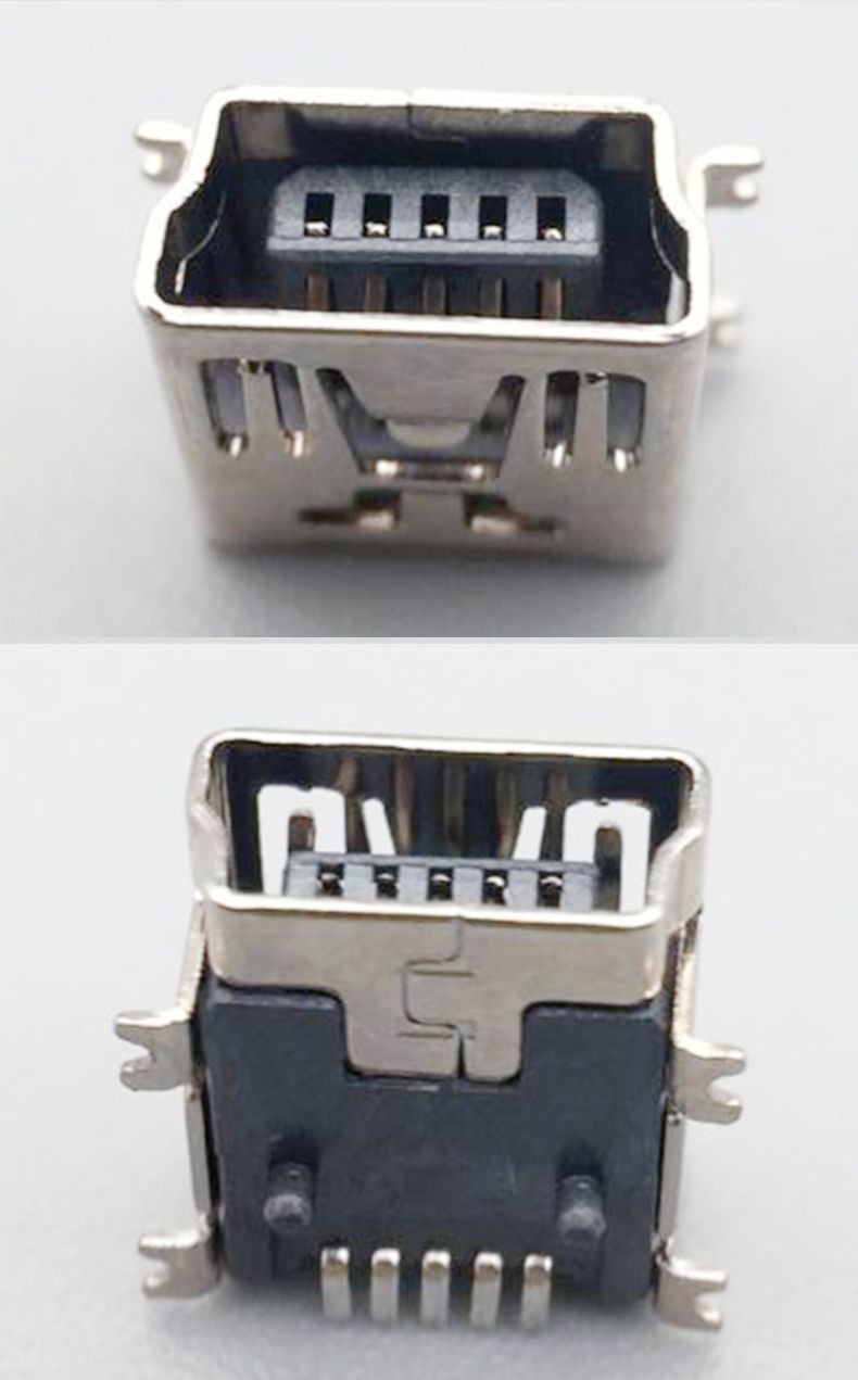 usb母座mini5p铁壳铜壳smt贴片miniusb插座迷你b型usb母头连接器
