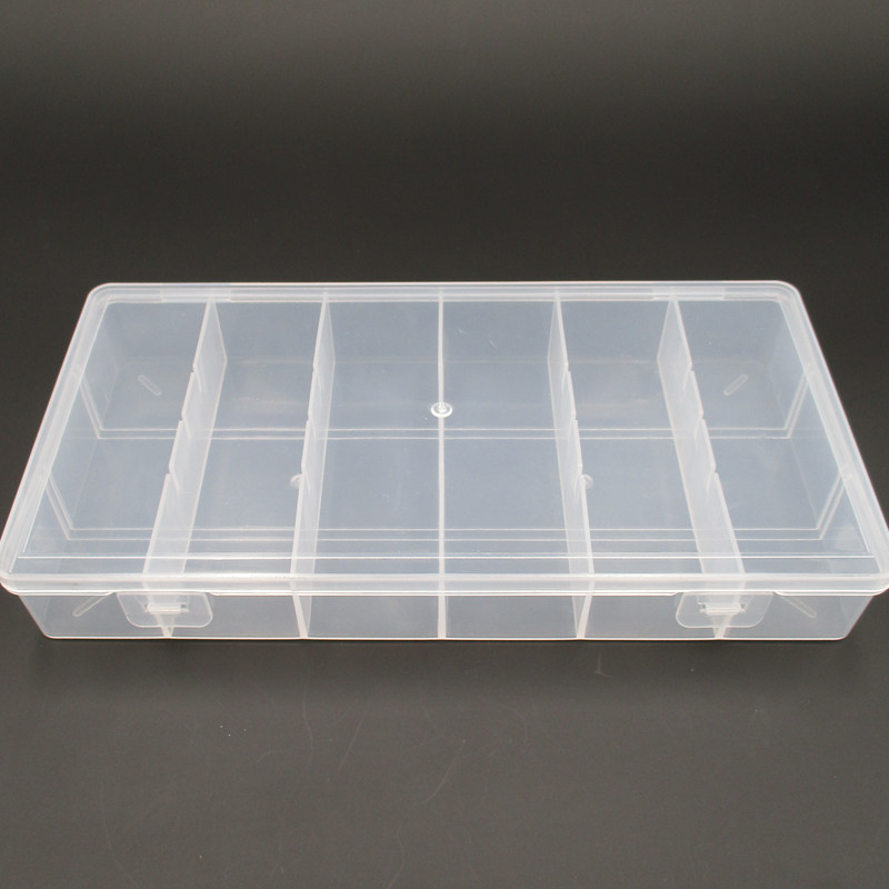 Transparent Rectangular Vertical 6 Grid Plastic Box Assorted Storage Box Jewelry Fishing Gear Finishing Spare Parts Box Hardware Packing Box