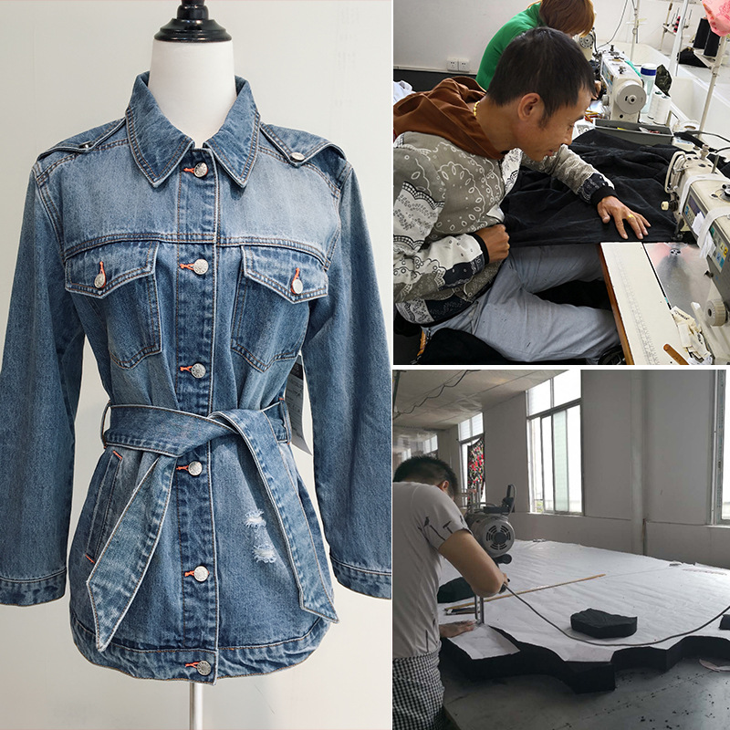 牛仔外套服装加工定制秋冬季淘宝爆款女装 时尚牛仔衣淘工厂贴牌