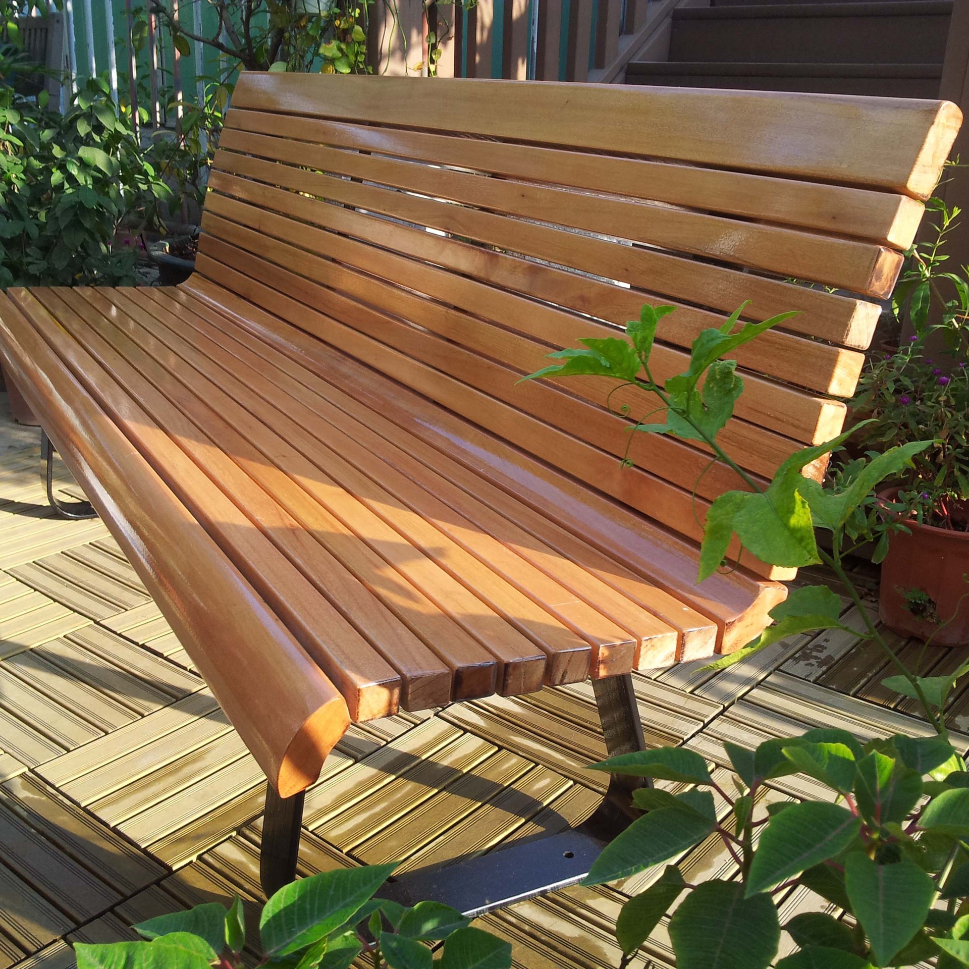 定制公园休闲椅三人长凳户外坐椅实木防腐木景观座椅户外休闲椅