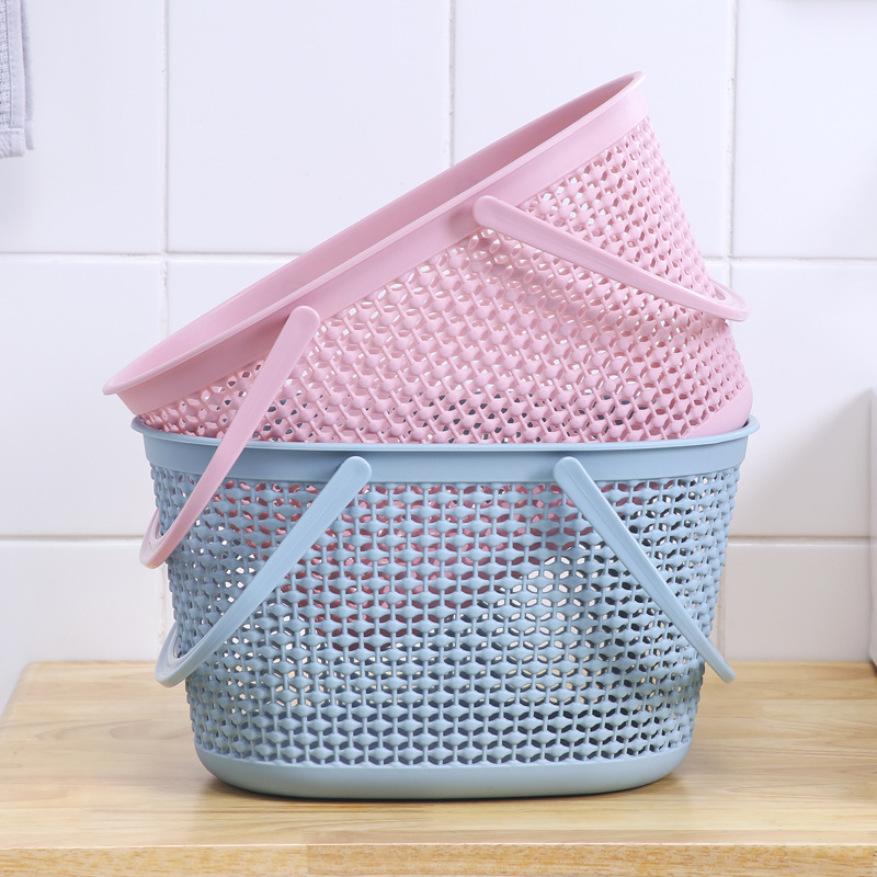 Bath Basket Portable Storage Basket Bath Basket Rattan Plastic Bathroom Storage Box Snack Cosmetics Toiletry Storage Box