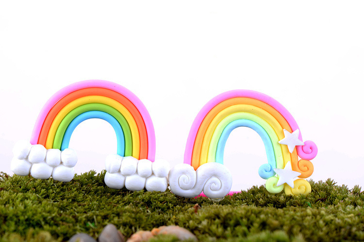 苔藓微景观 软陶彩虹 微景观摆件 生日蛋糕diy材料 冰箱贴手机壳