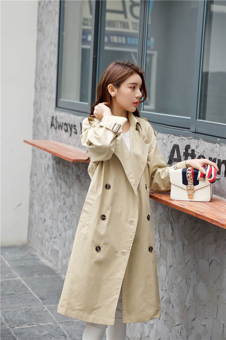春季2018新款卡其色时尚气质风衣女中长款韩版过膝宽松女士外套潮