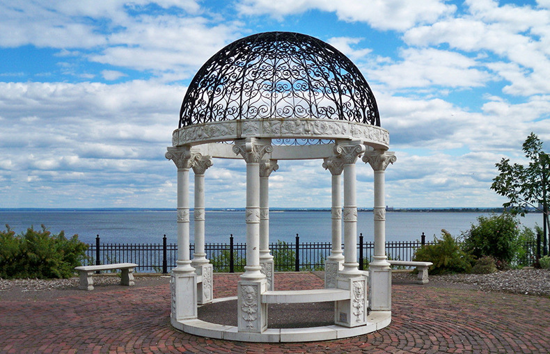 石雕欧式凉亭 园林景观装饰圆形铁艺大理石景观亭子 flts-518