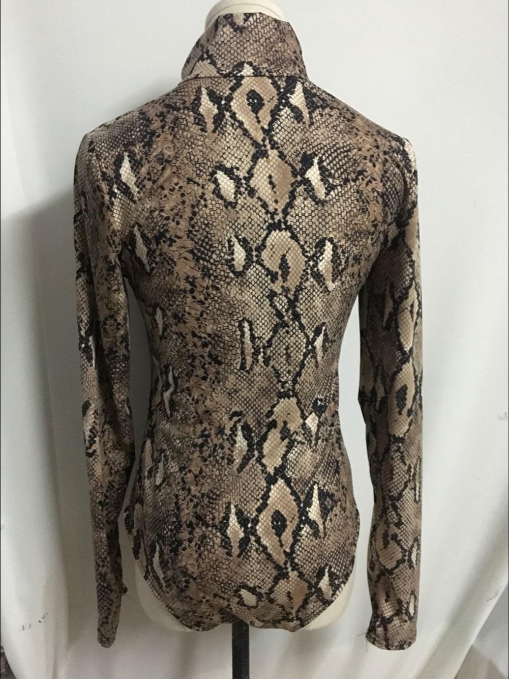 速卖通亚马逊跨境2018秋冬新款长袖高领蛇纹连体衣现货