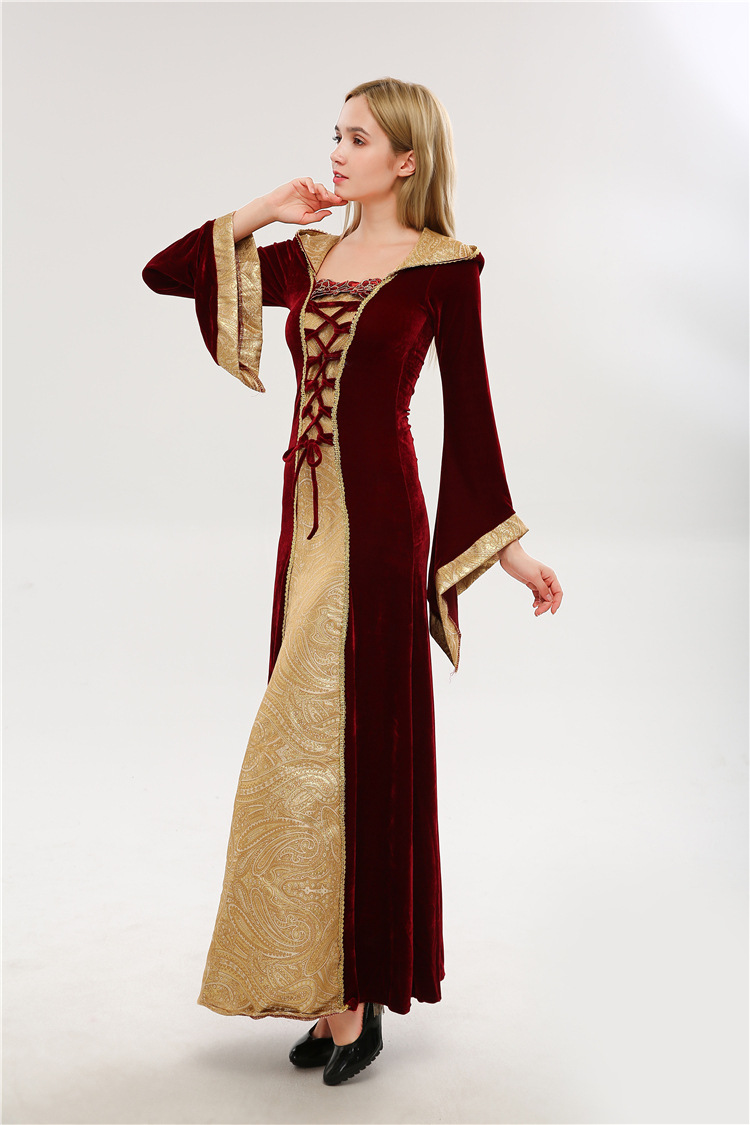 万圣节连帽欧洲复古宫廷长裙奢华女王皇后服装酒吧ds舞台派对女装