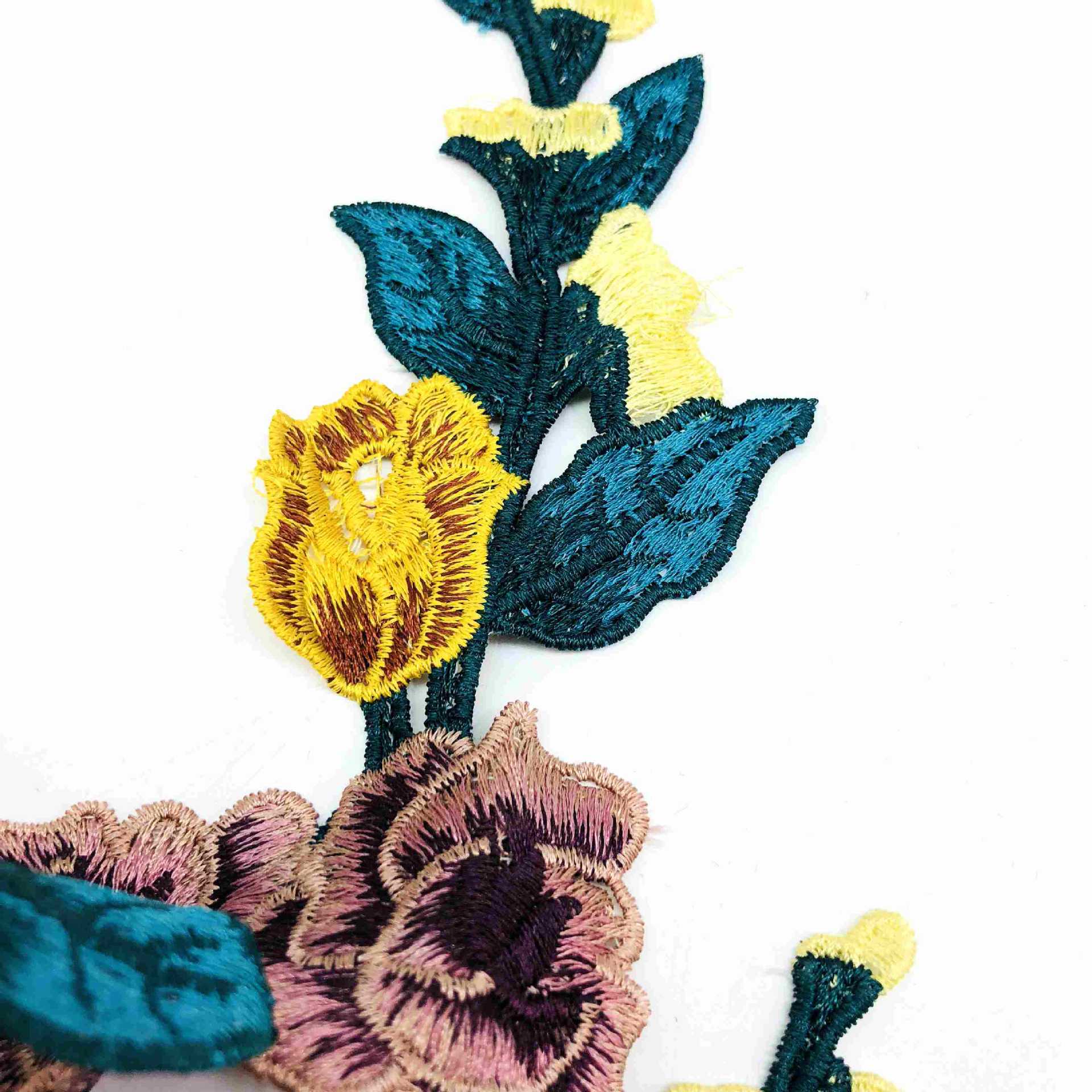 棉线水溶绣花牛仔服旗袍古典戏装辅料刺绣布贴补丁贴缝制diy朵花