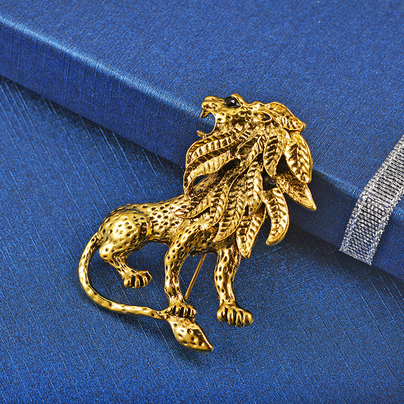 欧美新品淘宝热销时尚复古动物胸针男士西装个性狮子胸针别针批发