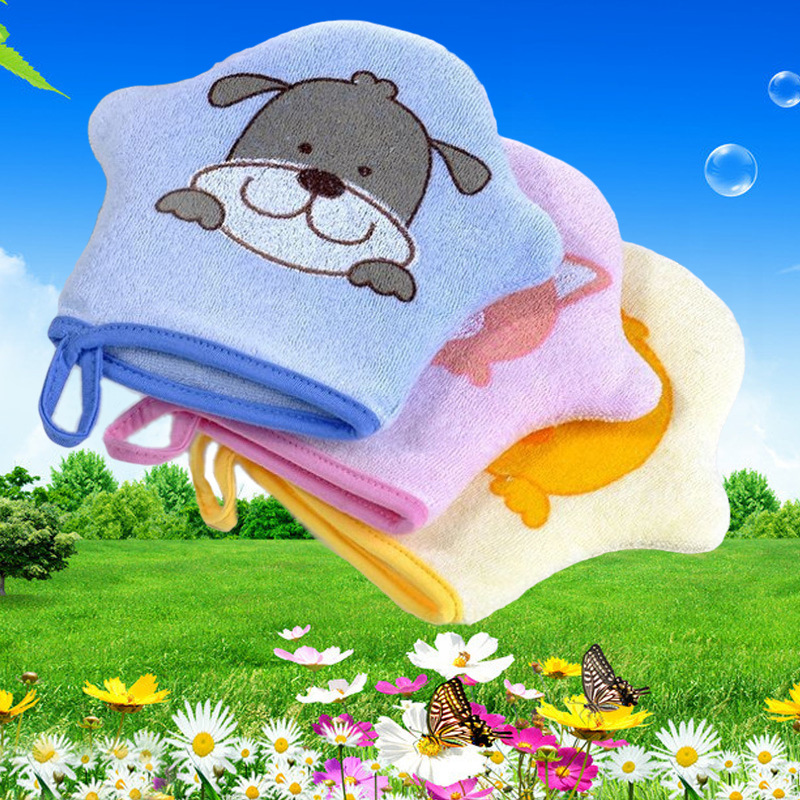 婴儿洗护用品卡通超柔浴棉儿童搓澡巾宝宝洗澡海绵儿童浴擦手套