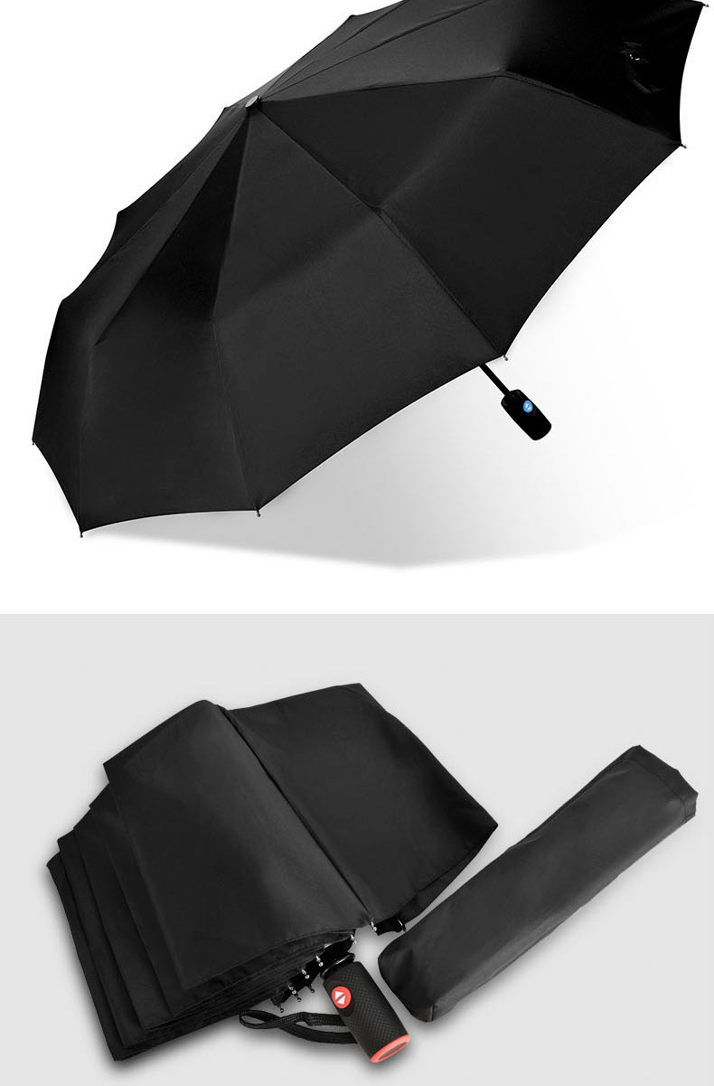 全自动雨伞男折叠商务纯色三折自动伞 10k一键礼品广告伞定制logo