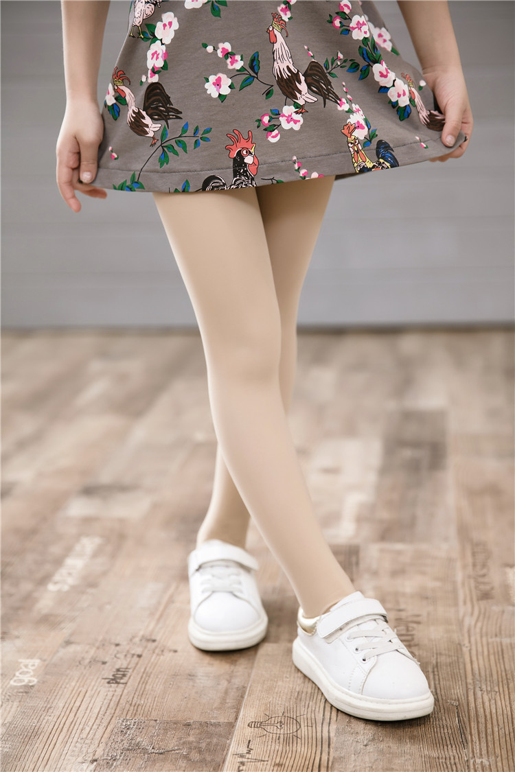 儿童肉色连裤袜春秋中厚女童肤色打底裤踩脚学生肤色舞蹈袜钢丝袜