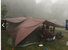 咖啡天幕布 遮阳篷帐篷 露营地布 户外帐篷野营天幕5*8米涂银天幕