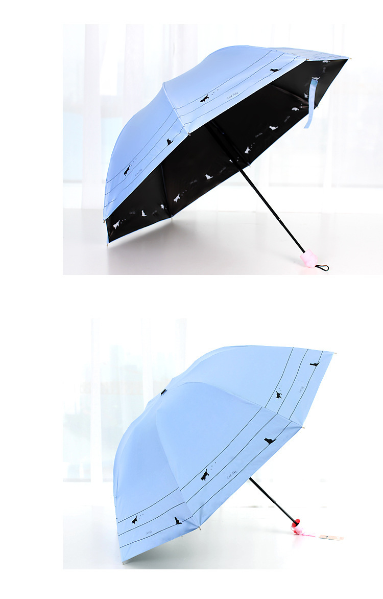 晴雨伞三折叠包包宝遮阳黑胶小清新韩国女士定制logo创意一件代发