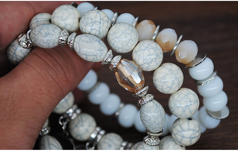 速卖通欧美爆款大理石花纹手串珠大象翅膀爱心挂坠多层组合手链