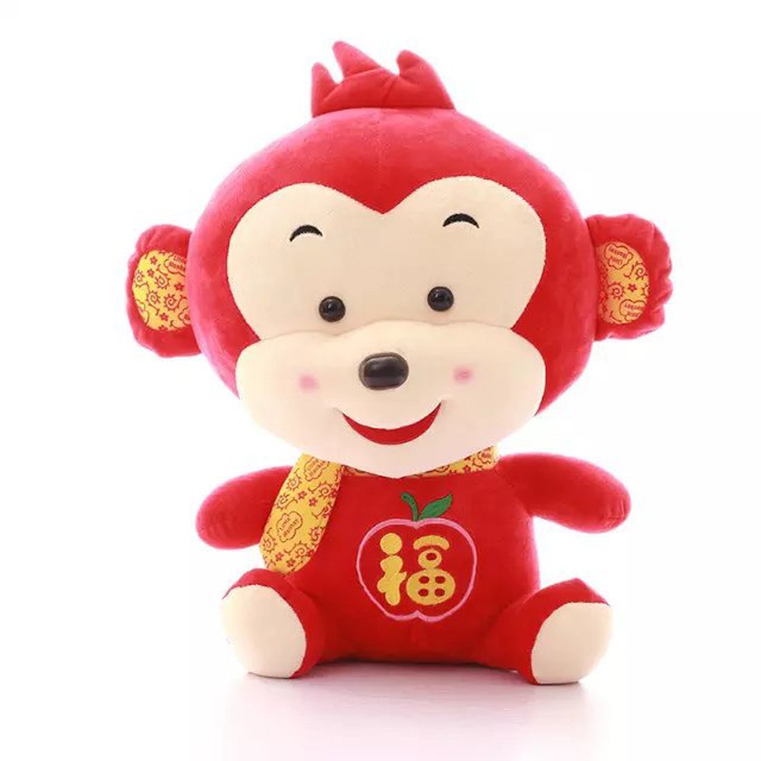 猴子毛绒玩具猴年吉祥物生肖红色福字猴抱枕新年礼品 福猴