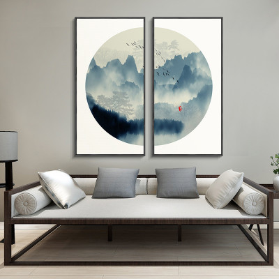 新禅意玄关挂画沙发背景墙禅意壁画中式山水墙画水墨中国风装饰画