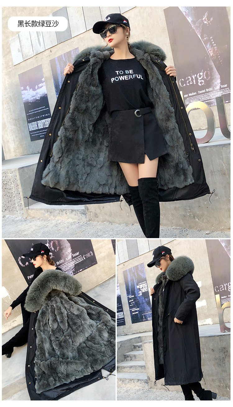 mys-1820新款獭兔毛内胆连帽狐狸毛领派克服
