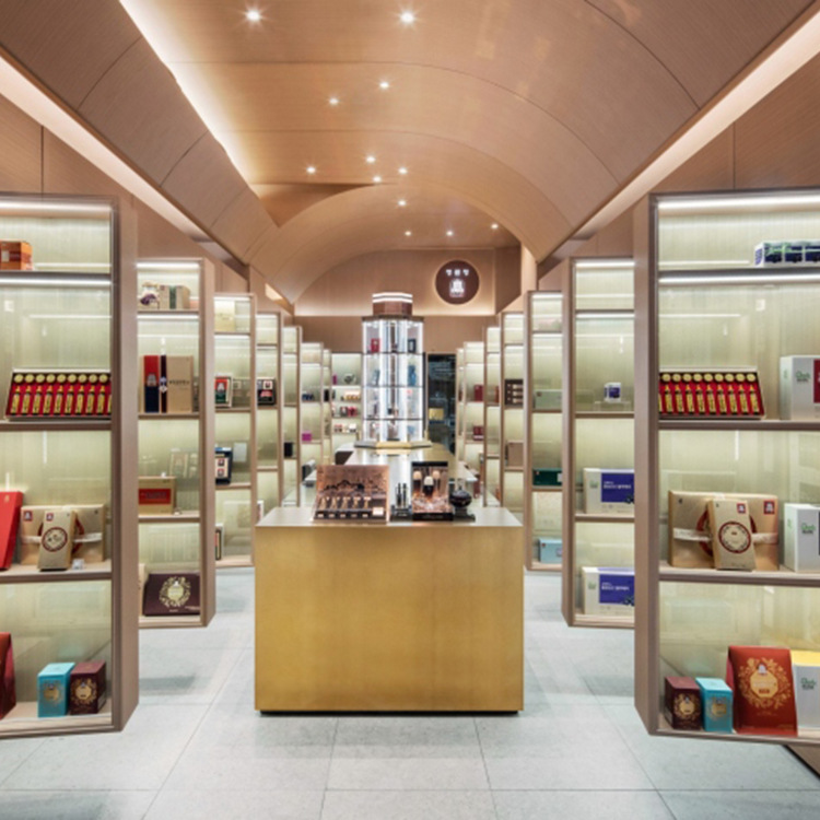 补品店商品展示柜木质 保养品展柜带灯商场店铺保健品展柜靠墙