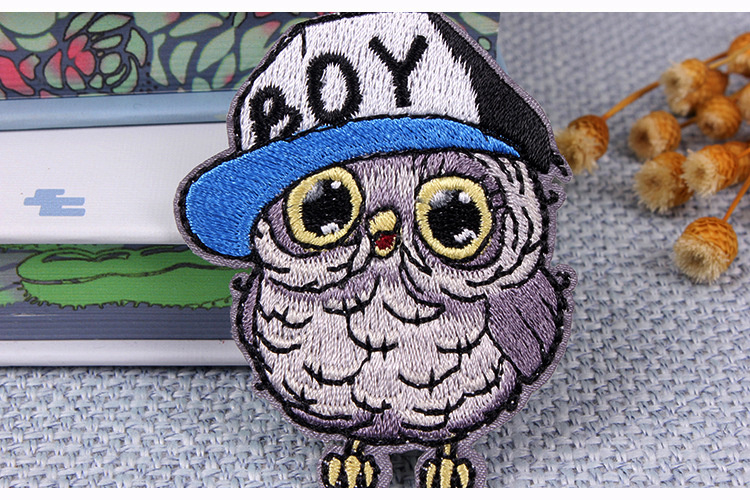 高端猫头鹰刺绣布贴衣服图案贴花补丁小号个性装饰包包装饰熨烫潮