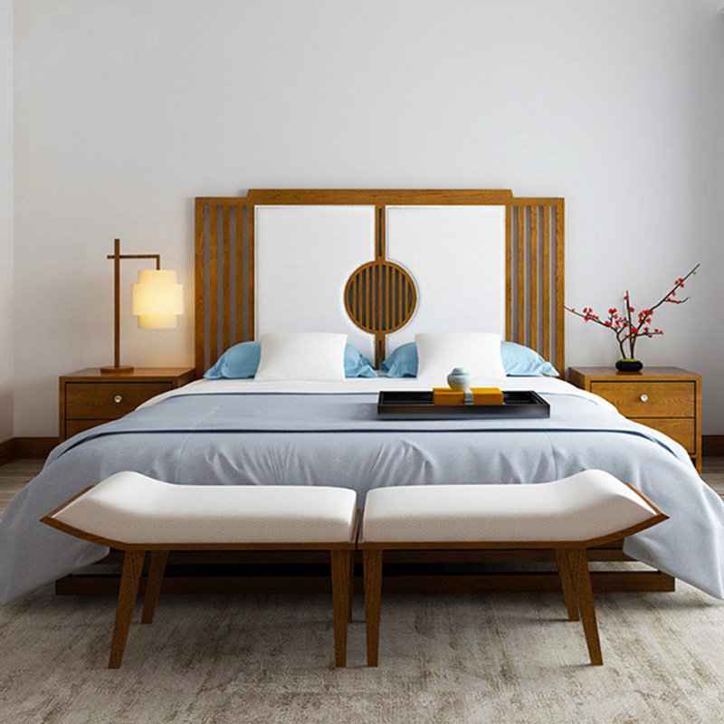 新中式实木床禅意现代别墅酒店家具定制民宿大床主卧1.8米双人床